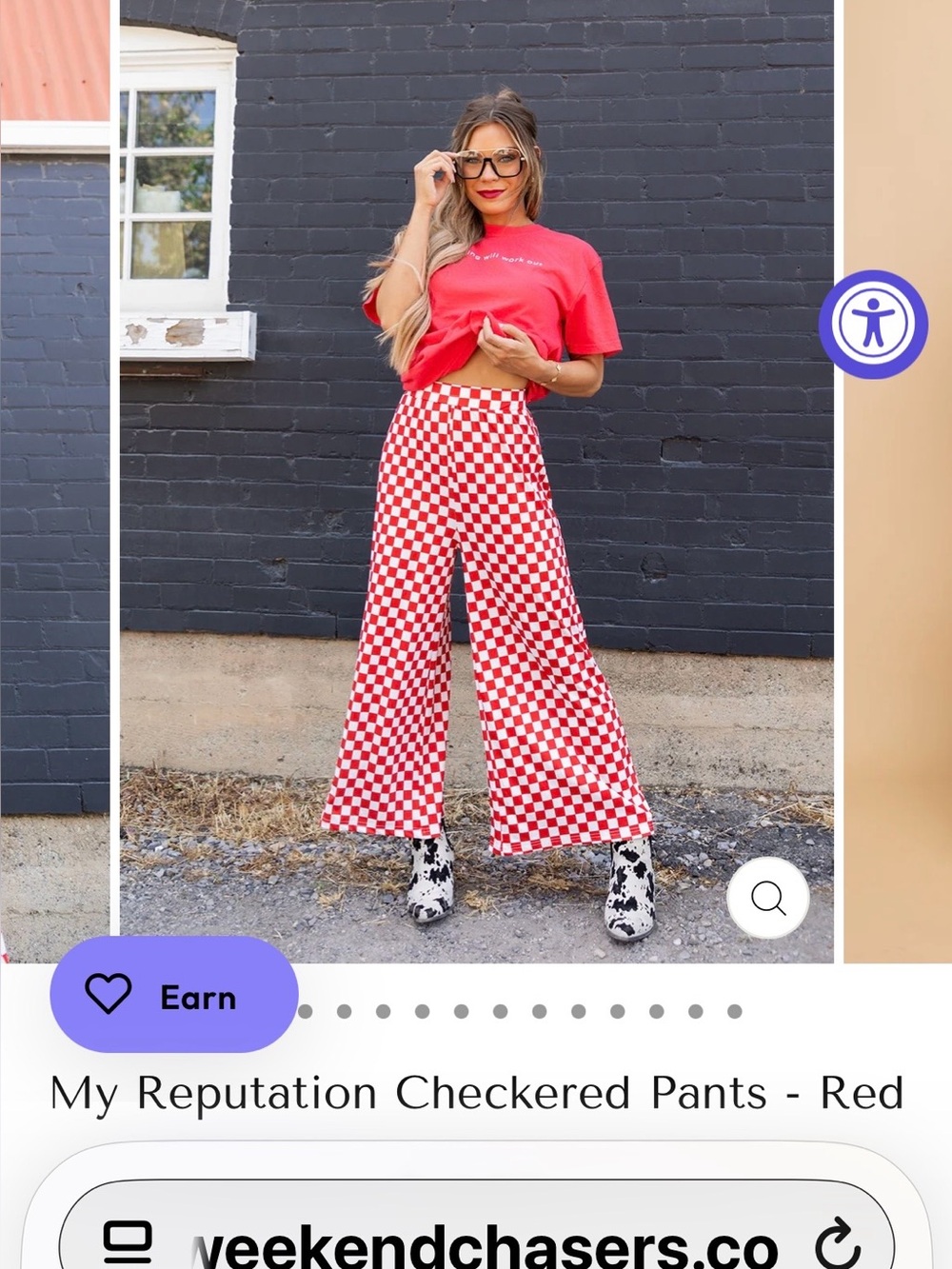 NWT Wknd Chasers Red Checkered Pants XL